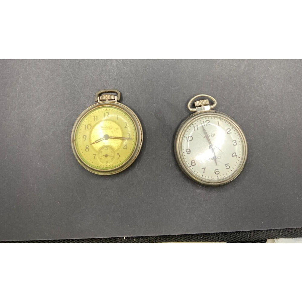 Vintage Lot of 2 Pocket Watch Bull's Eye Westclox & Westclox Pocket Ben